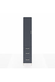 Hyperion Dolap 4 Raflı 3 Çekmeceli Tek Kapaklı 44x44x243 Antrasit-Antrasit