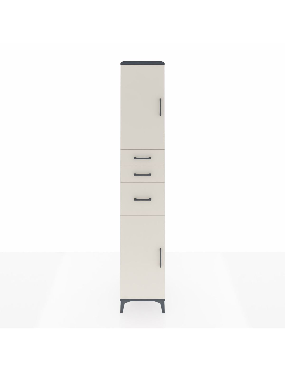 Hyperion Dolap 4 Raflı 3 Çekmeceli 2 Kapaklı 44x44x243 Antrasit-Aytaşı