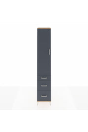 Hyperion Dolap 4 Raflı 3 Çekmeceli Tek Kapaklı 44x44x243 Çam-Antrasit