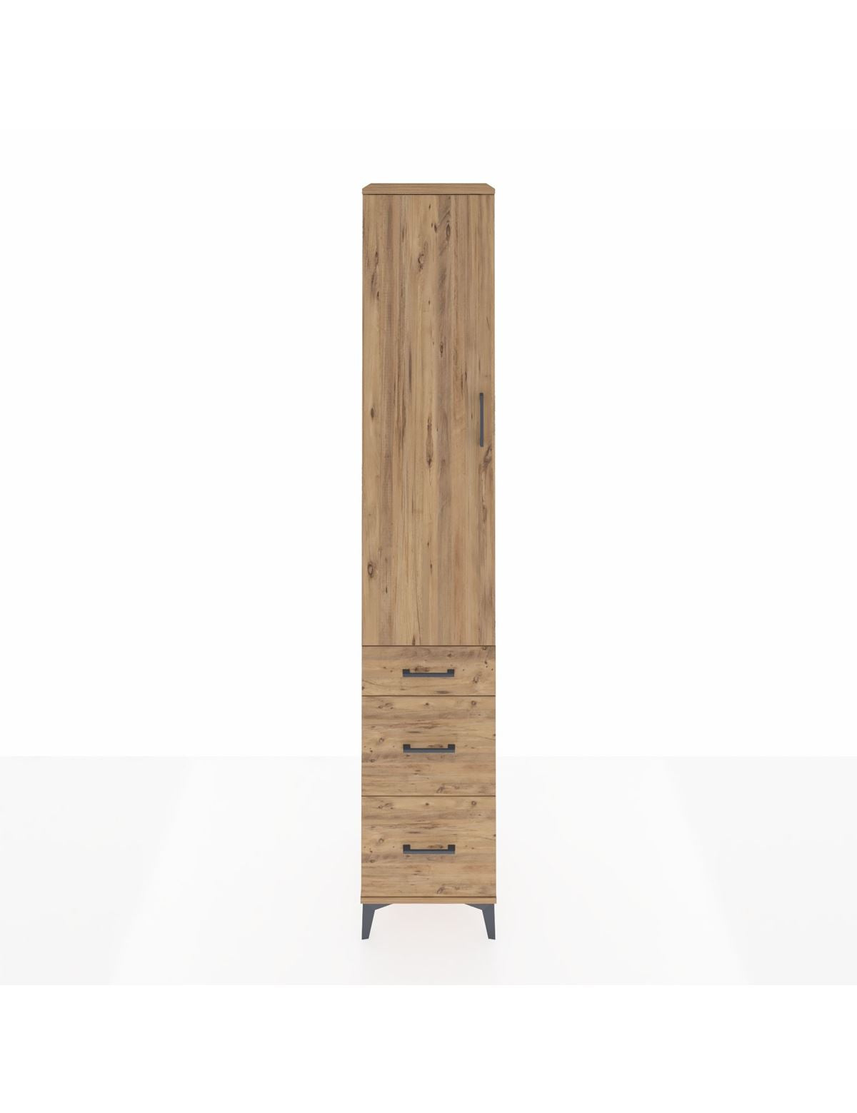 Hyperion Dolap 4 Raflı 3 Çekmeceli Tek Kapaklı 44x44x243 Çam-Çam