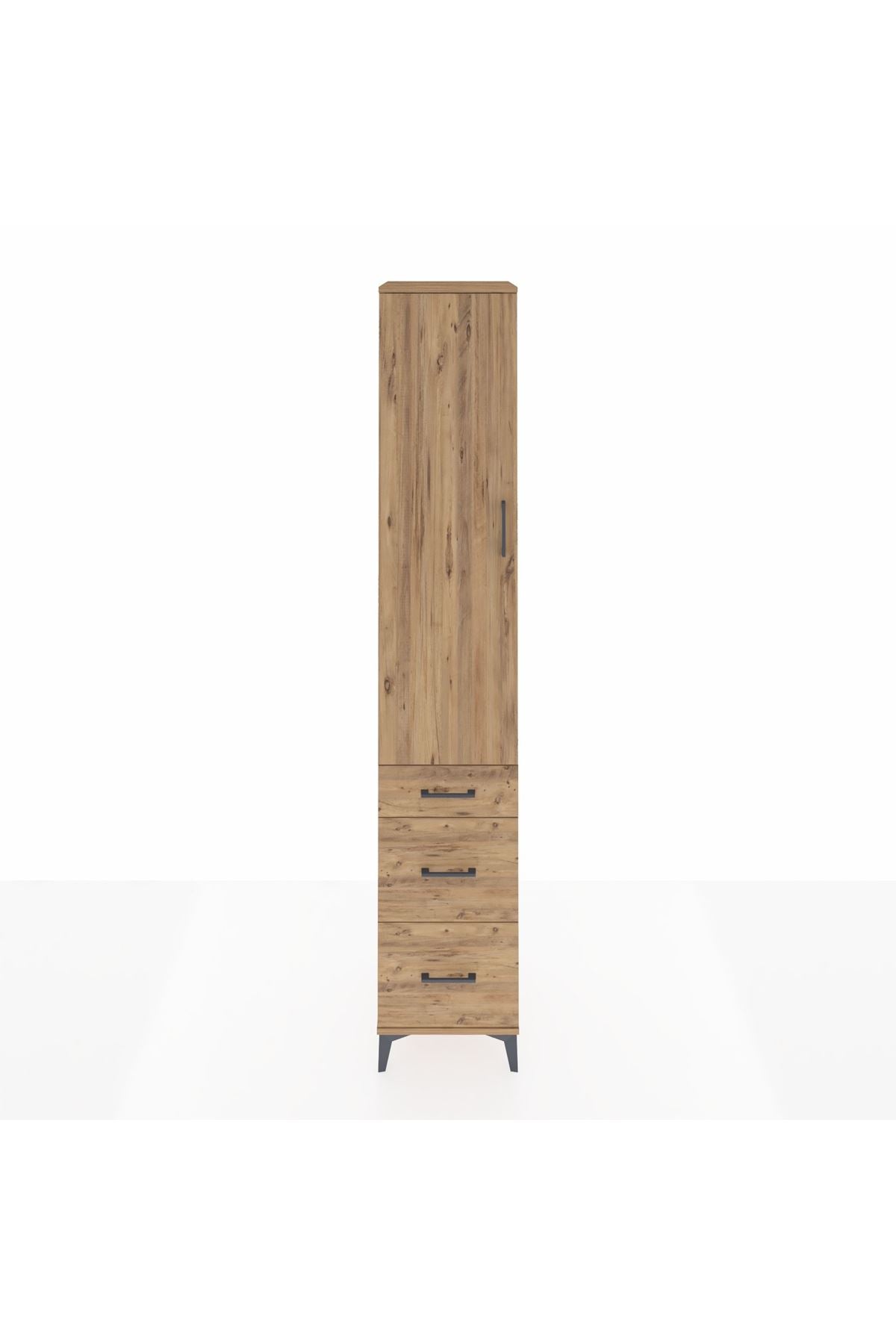 Hyperion Dolap 4 Raflı 3 Çekmeceli Tek Kapaklı 44x44x243 Çam-Çam