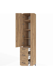 Hyperion Dolap 4 Raflı 3 Çekmeceli Tek Kapaklı 44x44x243 Çam-Çam