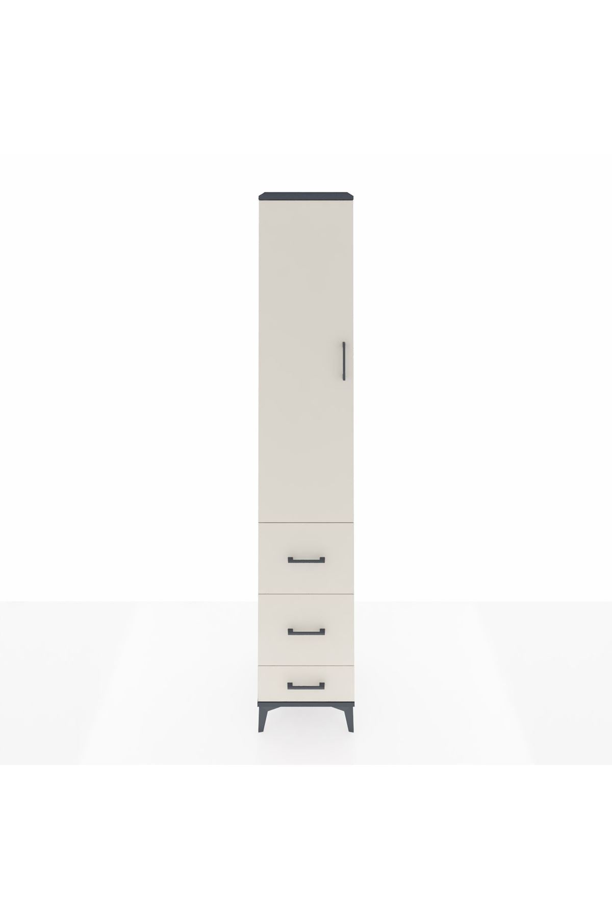 Hyperion Dolap 2 Raflı 3 Çekmeceli Tek Askılı 44x44x243 Antrasit-Aytaşı