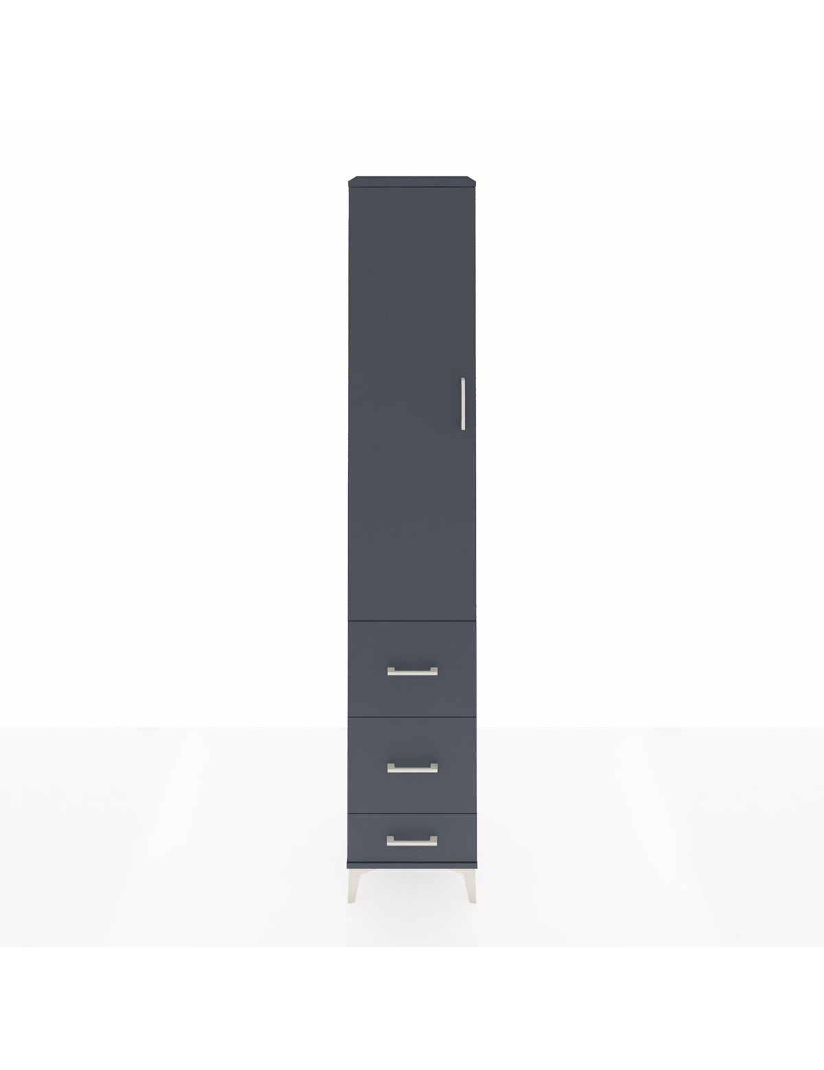 Hyperion Dolap 2 Raflı 3 Çekmeceli Tek Askılı 44x44x243 Antrasit-Antrasit