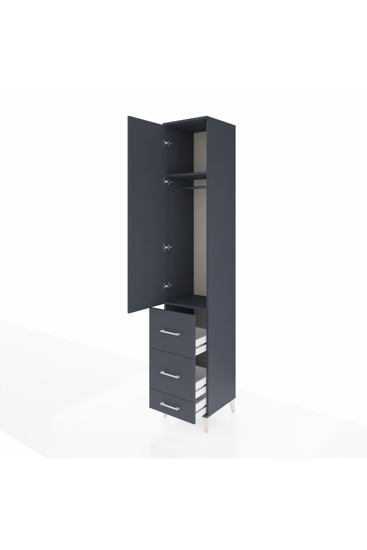 Hyperion Dolap 2 Raflı 3 Çekmeceli Tek Askılı 44x44x243 Antrasit-Antrasit