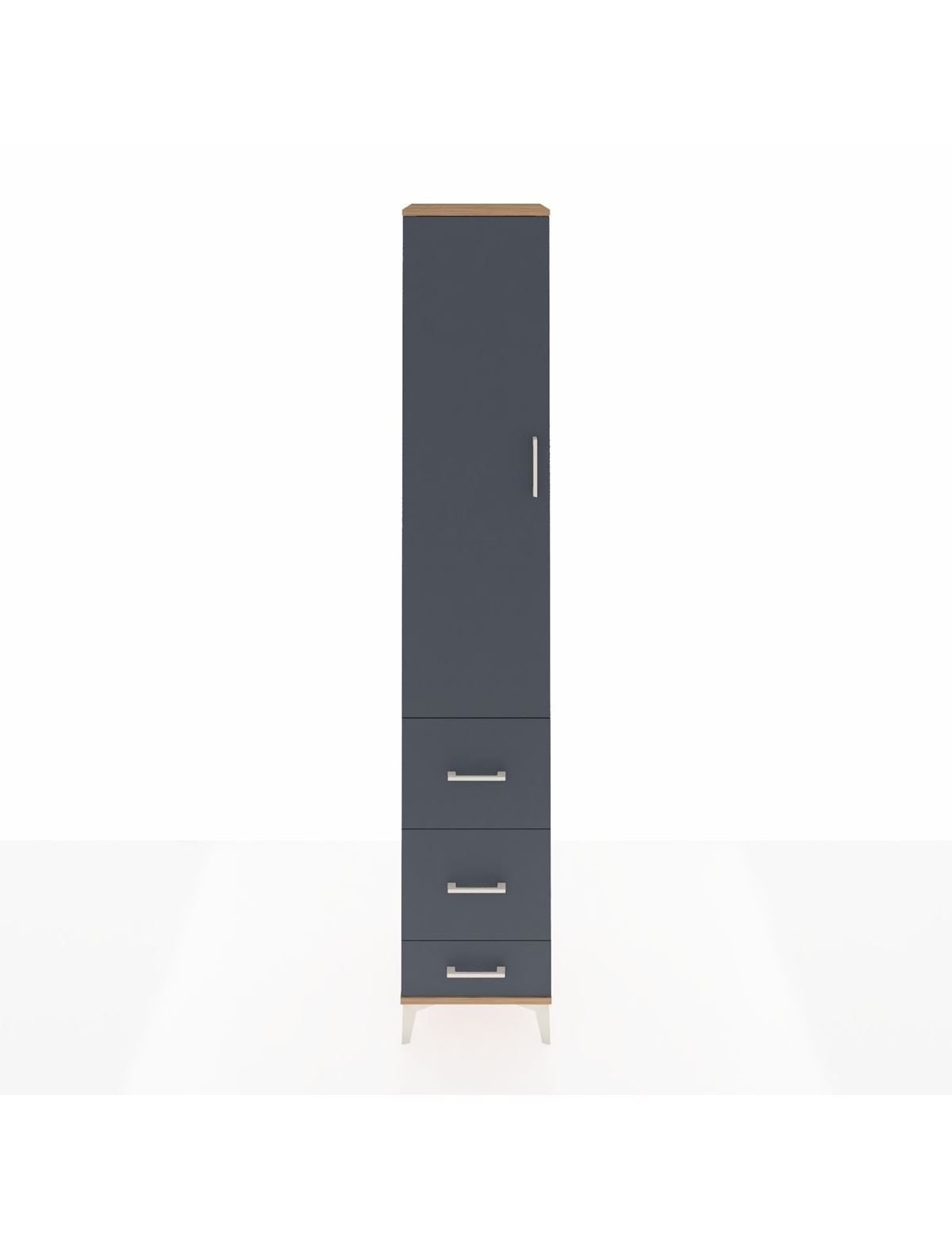 Hyperion Dolap 2 Raflı 3 Çekmeceli Tek Askılı 44x44x243 Çam-Antrasit