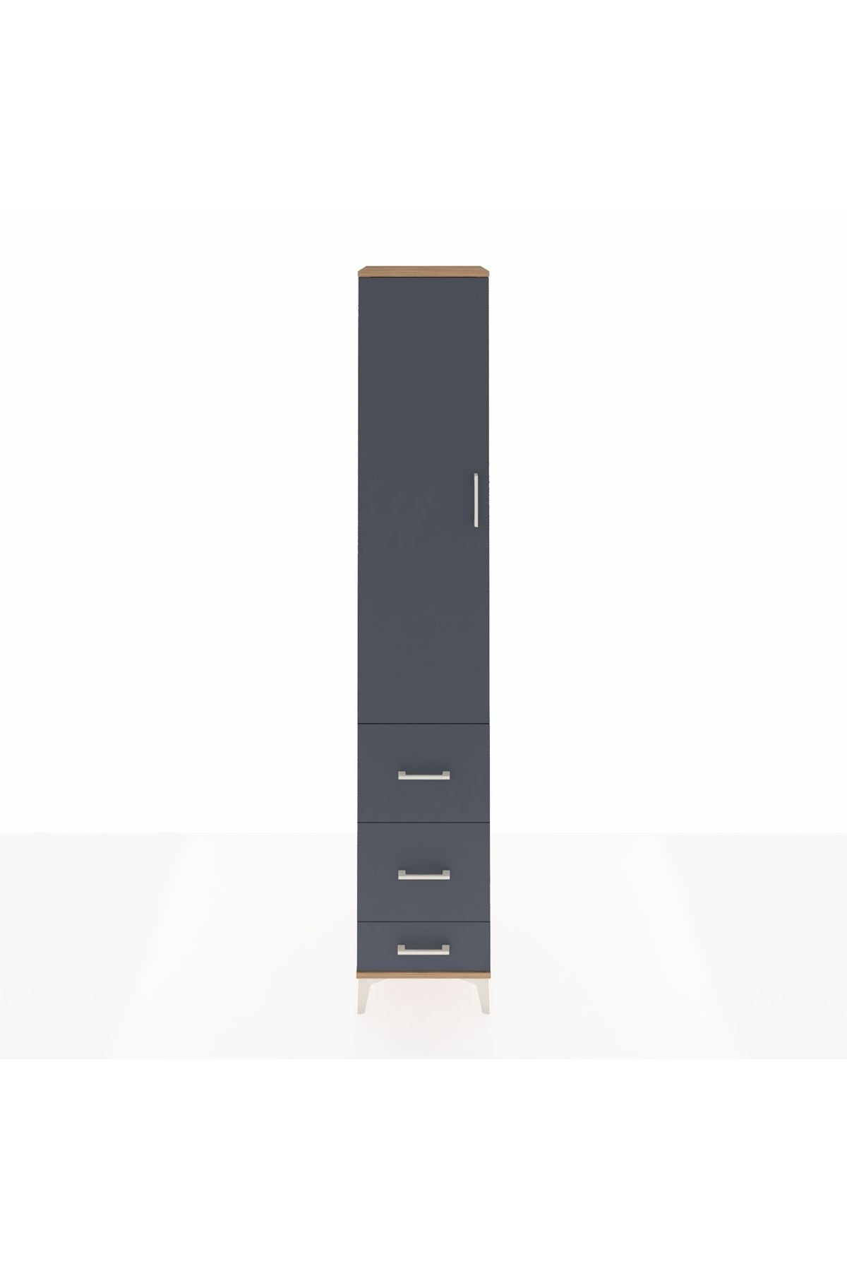 Hyperion Dolap 2 Raflı 3 Çekmeceli Tek Askılı 44x44x243 Çam-Antrasit