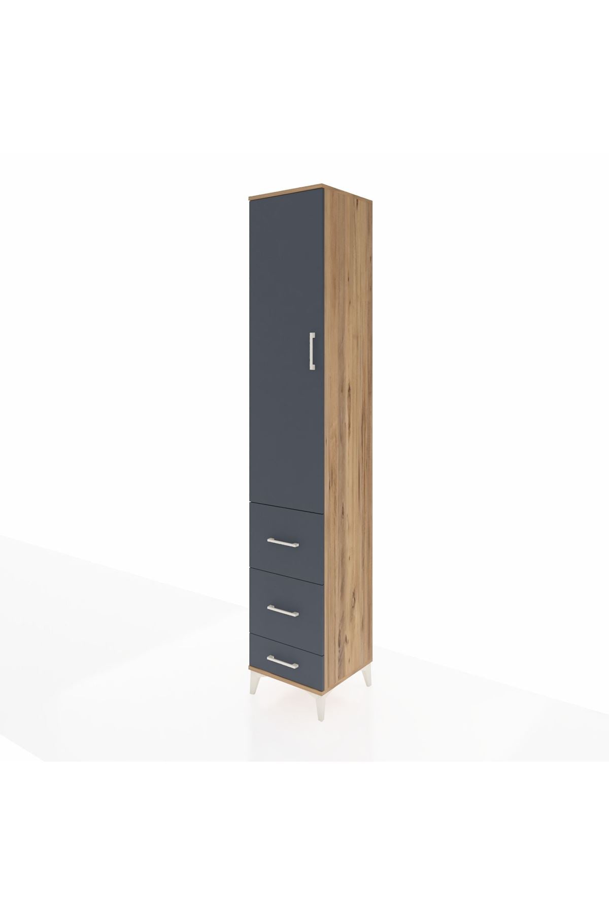 Hyperion Dolap 2 Raflı 3 Çekmeceli Tek Askılı 44x44x243 Çam-Antrasit