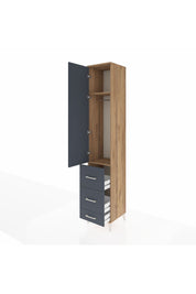 Hyperion Dolap 2 Raflı 3 Çekmeceli Tek Askılı 44x44x243 Çam-Antrasit