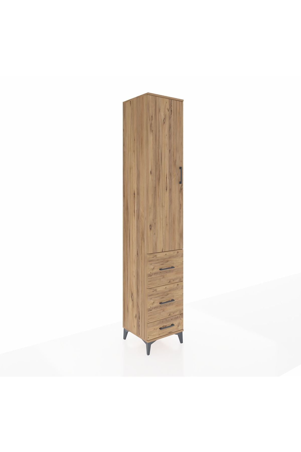 Hyperion Dolap 2 Raflı 3 Çekmeceli Tek Askılı 44x44x243 Çam-Çam