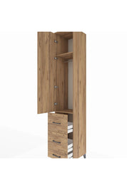 Hyperion Dolap 2 Raflı 3 Çekmeceli Tek Askılı 44x44x243 Çam-Çam