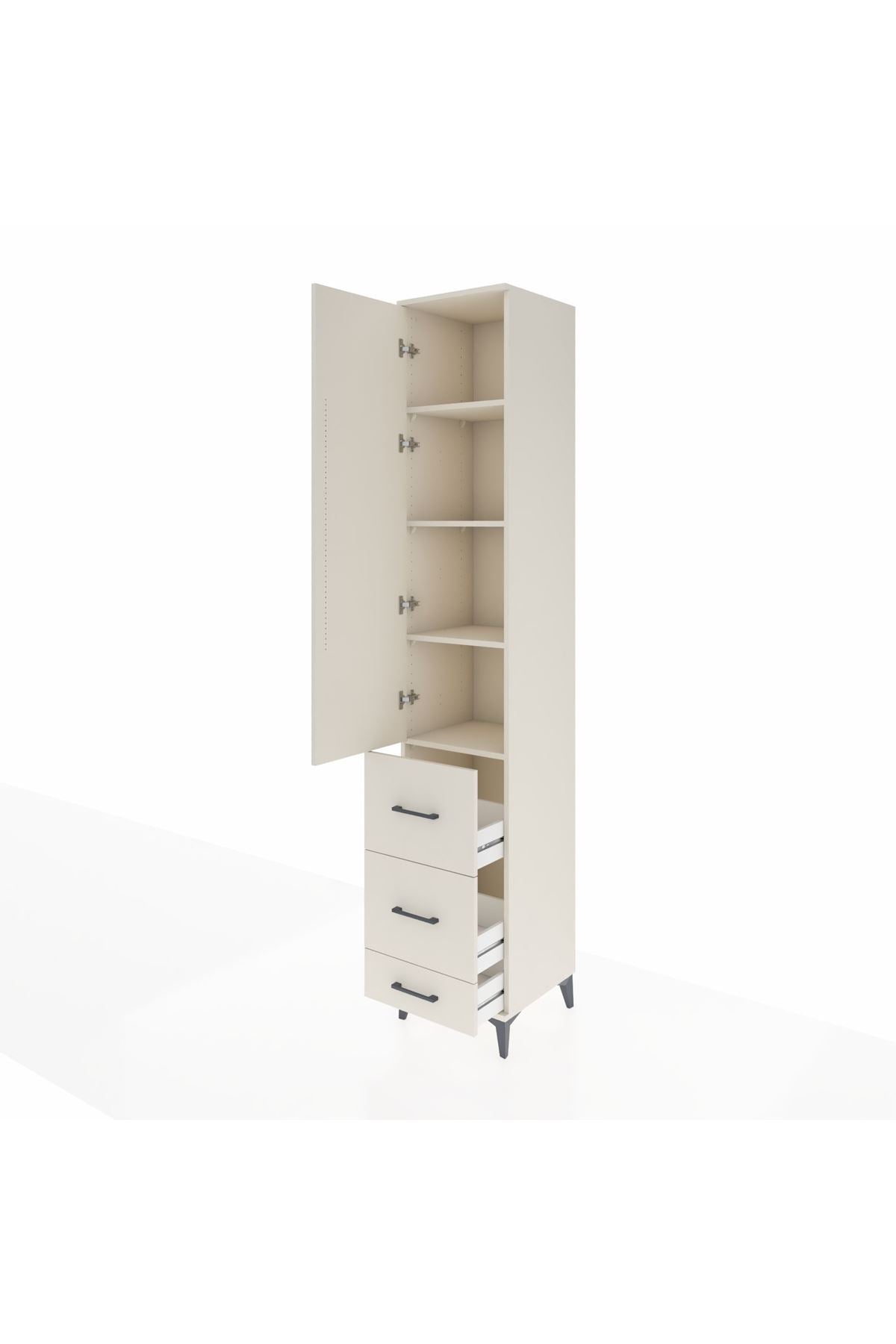 Hyperion Dolap 4 Raflı 3 Çekmeceli Tek Kapaklı 44x44x243 Aytaşı-Aytaşı