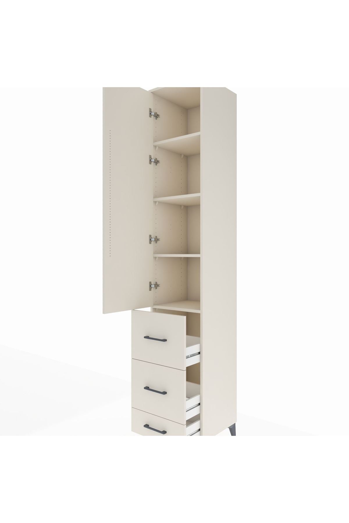 Hyperion Dolap 4 Raflı 3 Çekmeceli Tek Kapaklı 44x44x243 Aytaşı-Aytaşı