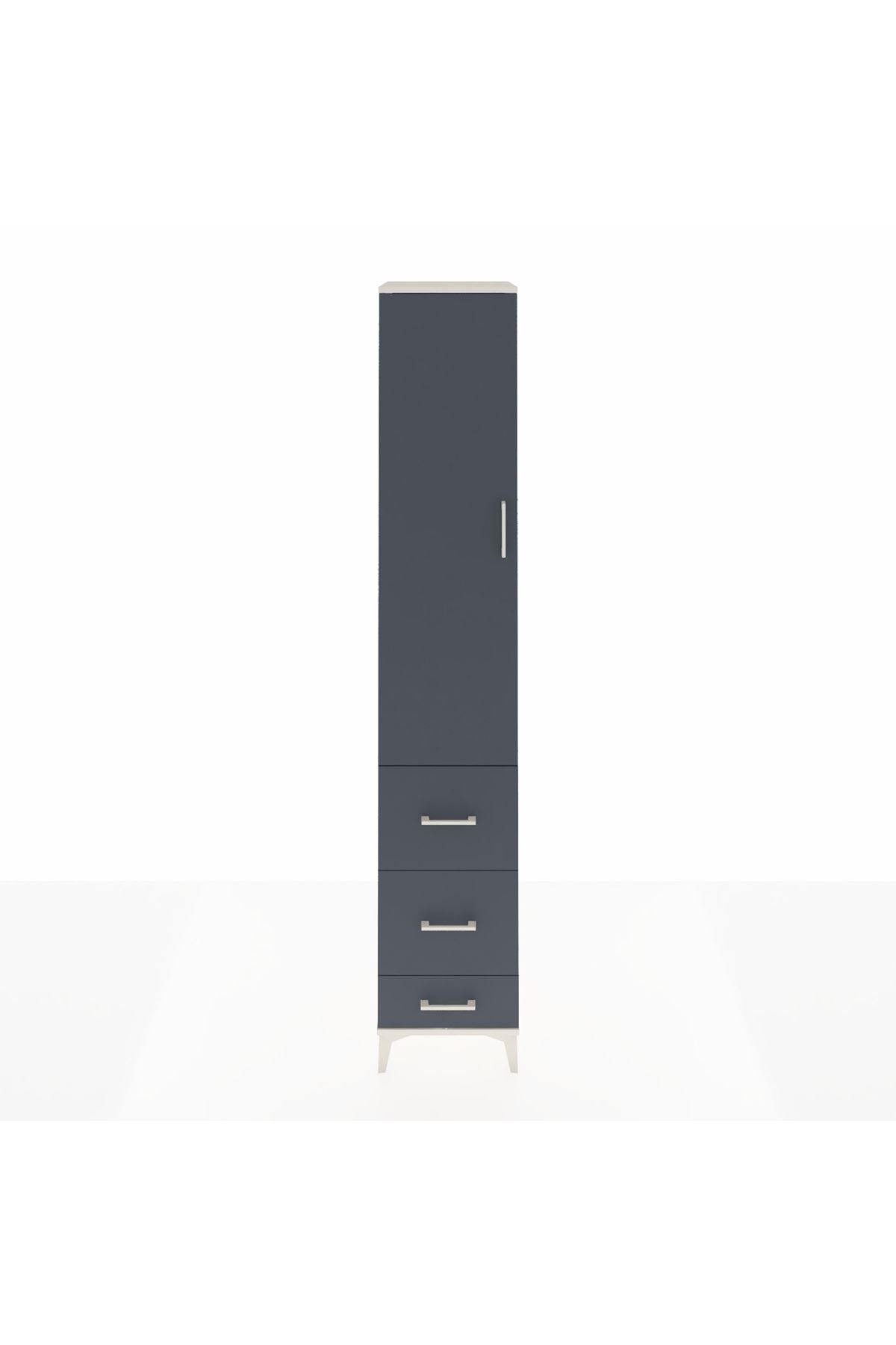 Hyperion Dolap 4 Raflı 3 Çekmeceli Tek Kapaklı 44x44x243 Aytaşı-Antrasit