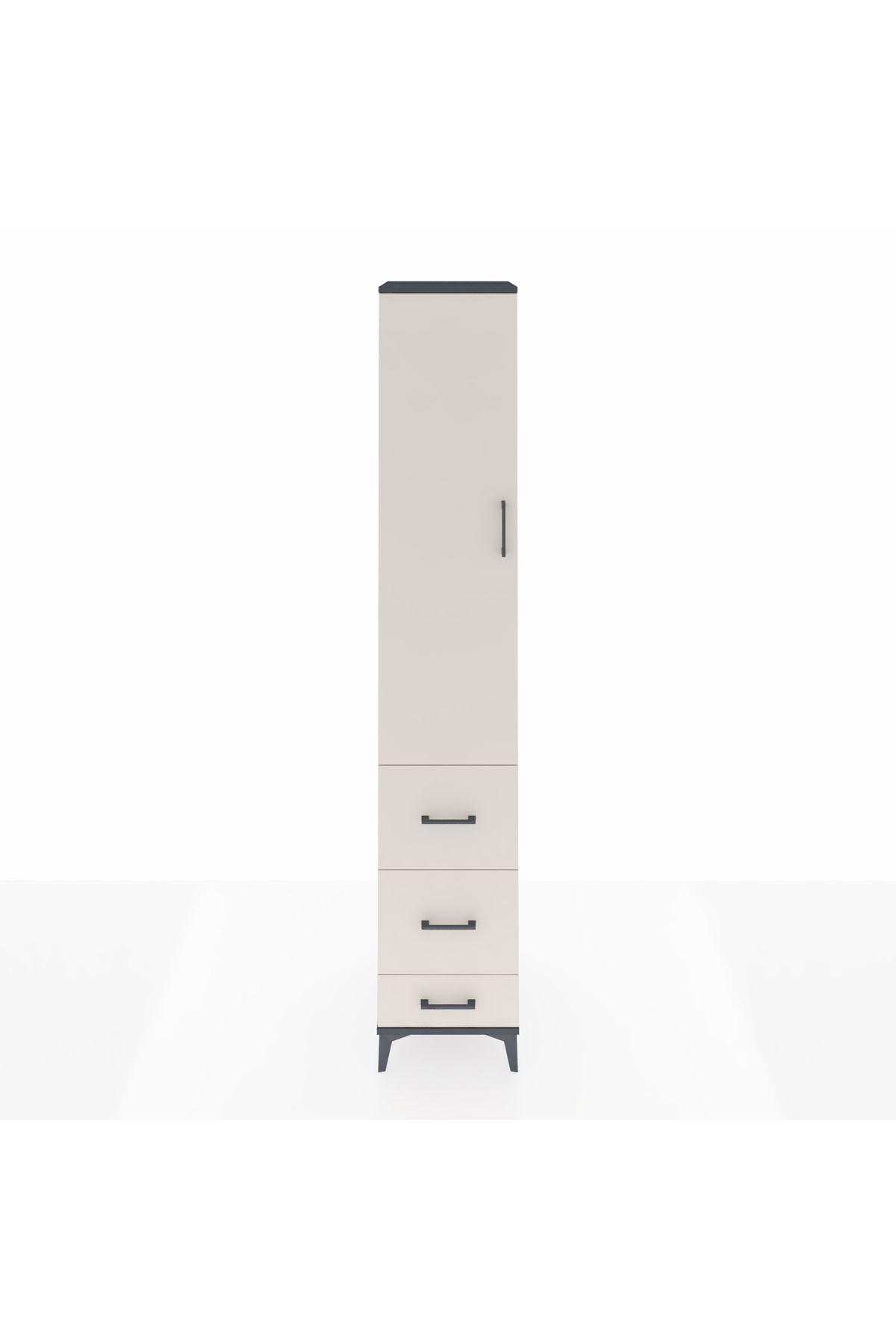 Hyperion Dolap 4 Raflı 3 Çekmeceli Tek Kapaklı 44x44x243 Antrasit-Aytaşı