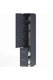 Hyperion Dolap 4 Raflı 3 Çekmeceli Tek Kapaklı 44x44x243 Antrasit-Antrasit