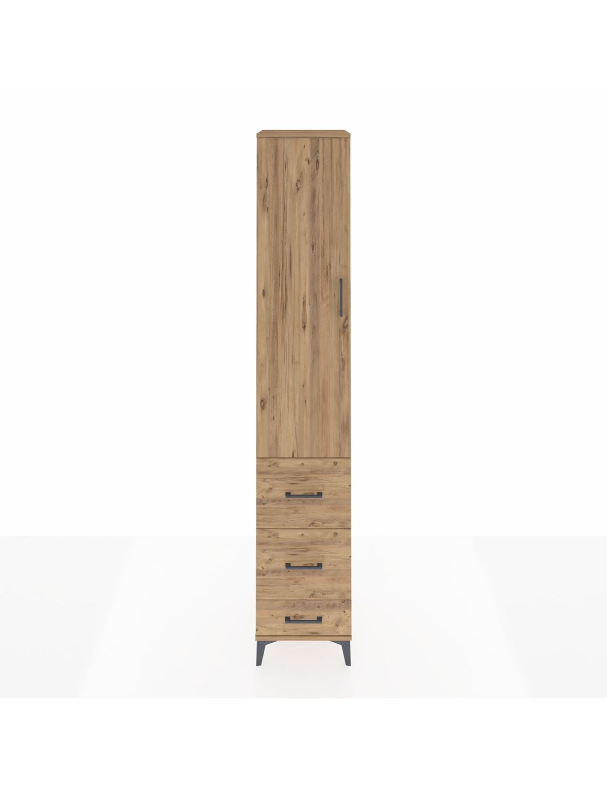 Hyperion Dolap 4 Raflı 3 Çekmeceli Tek Kapaklı 44x44x243 Çam-Çam