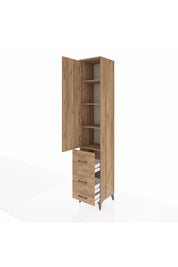 Hyperion Dolap 4 Raflı 3 Çekmeceli Tek Kapaklı 44x44x243 Çam-Çam