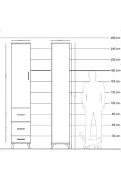 Hyperion Dolap 4 Raflı 3 Çekmeceli Tek Kapaklı 44x44x243 Çam-Çam