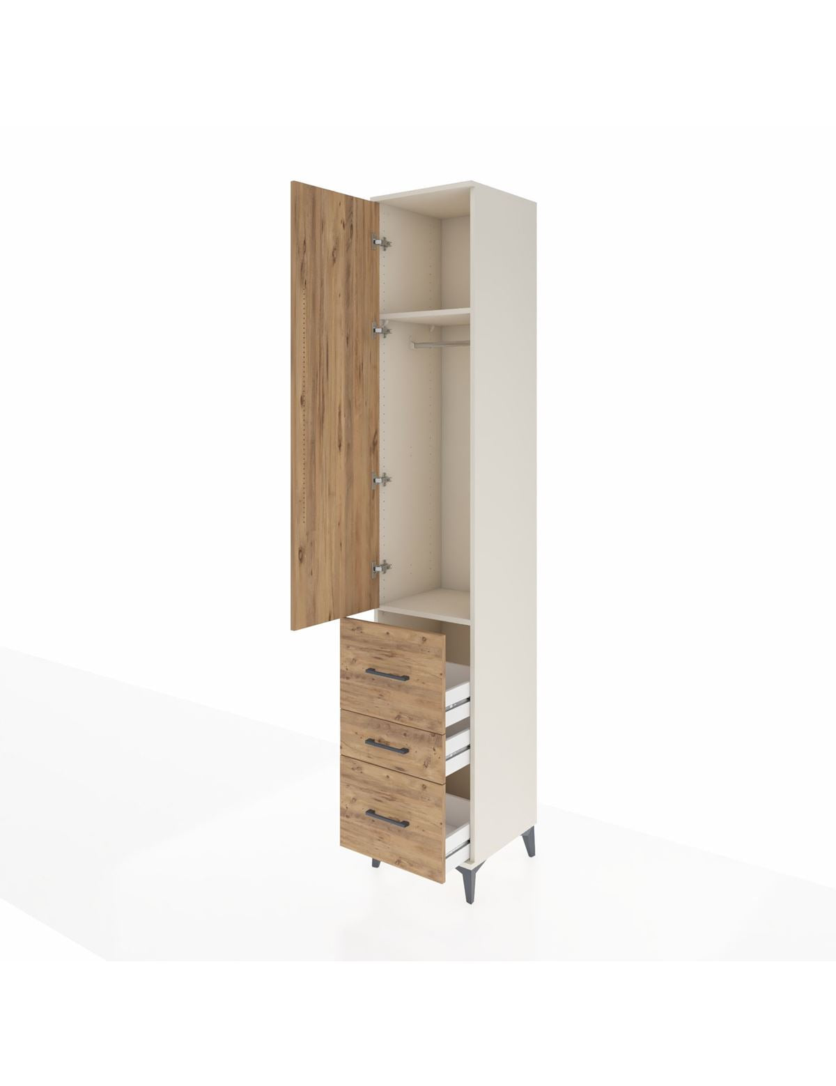 Hyperion Dolap 2 Raflı 3 Çekmeceli Tek Askılı 44x44x243 - S64M160V3B