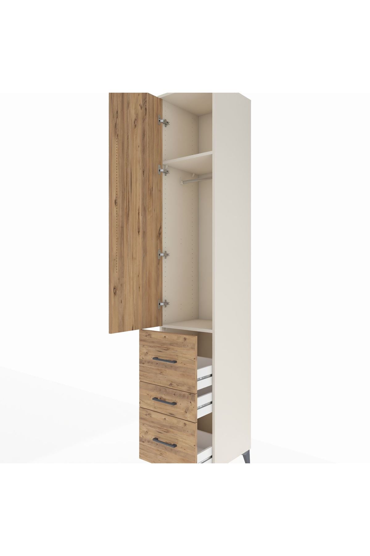 Hyperion Dolap 2 Raflı 3 Çekmeceli Tek Askılı 44x44x243 Aytaşı-Çam