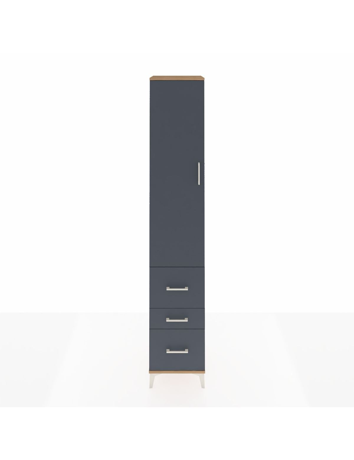 Hyperion Dolap 2 Raflı 3 Çekmeceli Tek Askılı 44x44x243 Çam-Antrasit