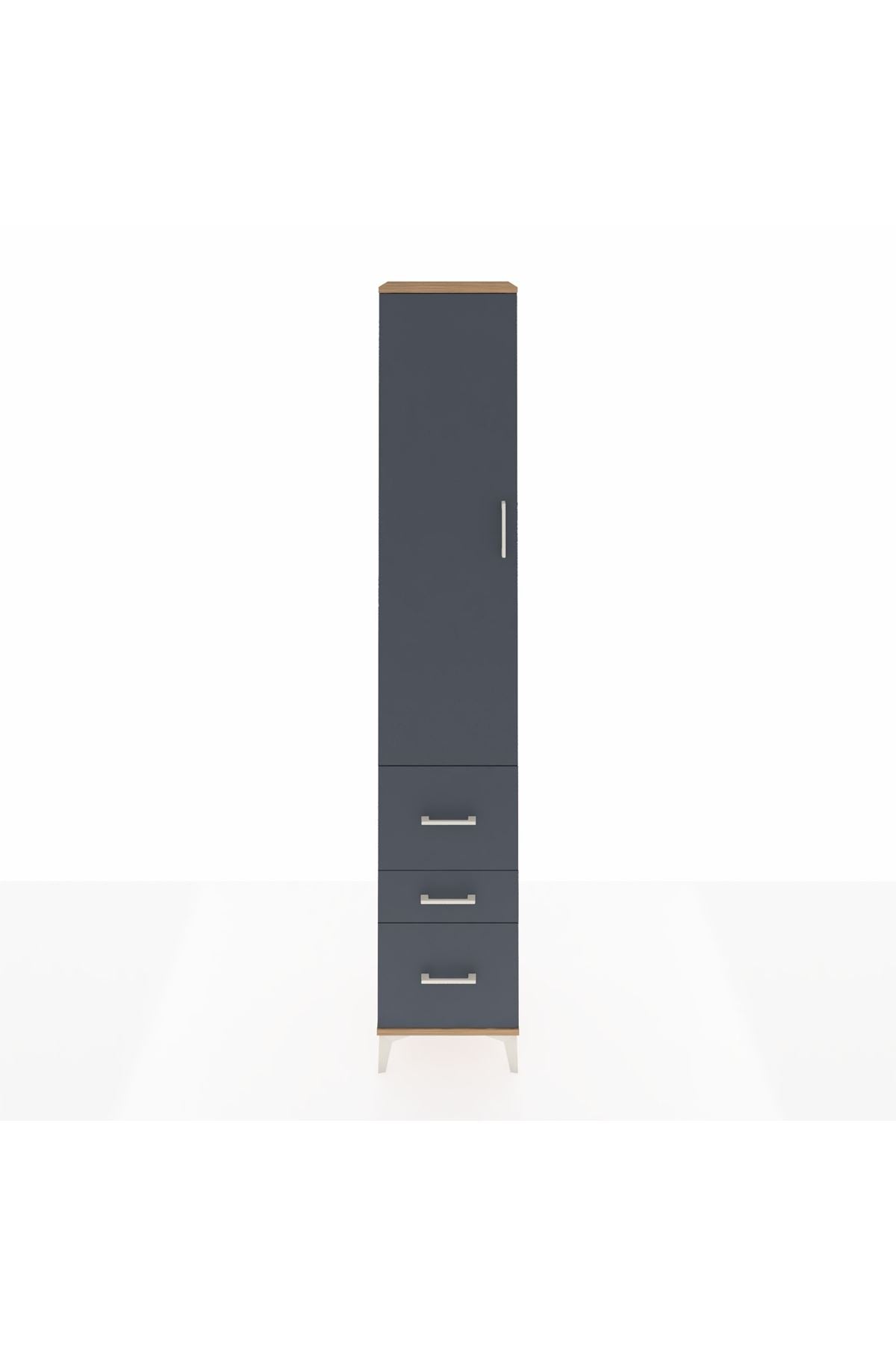 Hyperion Dolap 2 Raflı 3 Çekmeceli Tek Askılı 44x44x243 Çam-Antrasit