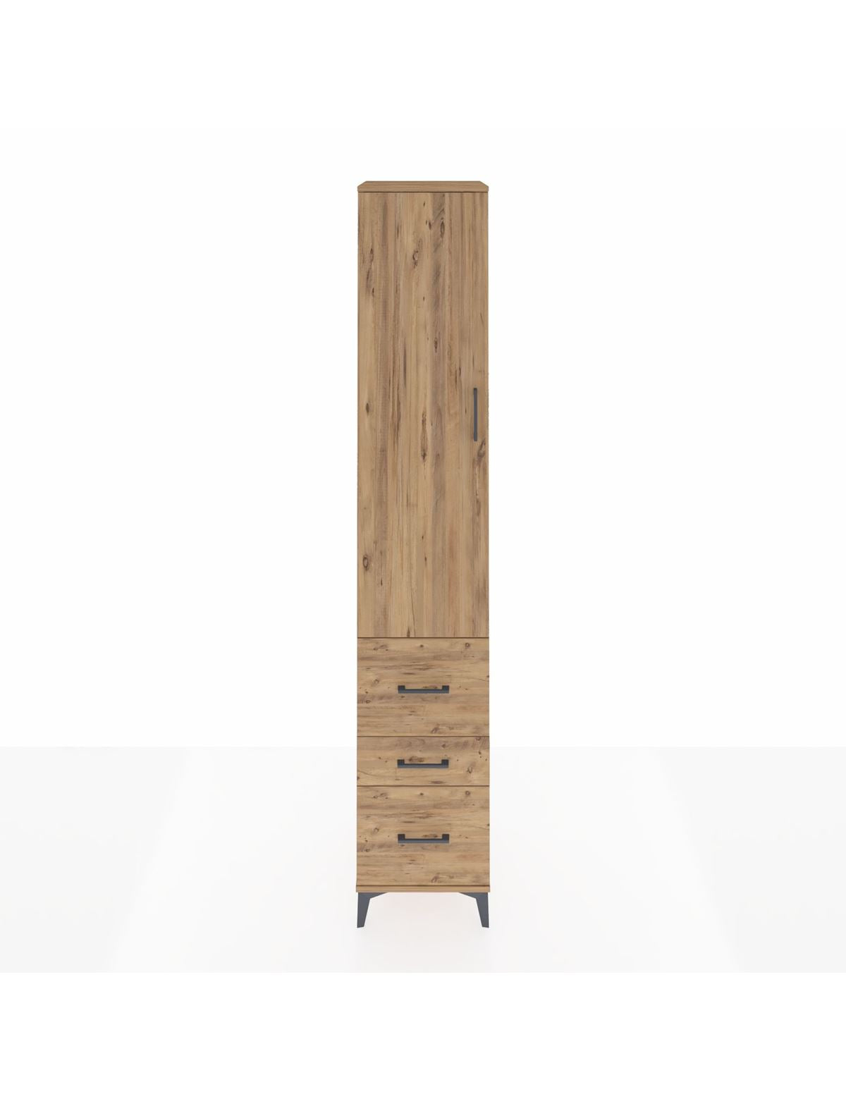 Hyperion Dolap 2 Raflı 3 Çekmeceli Tek Askılı 44x44x243 Çam-Çam