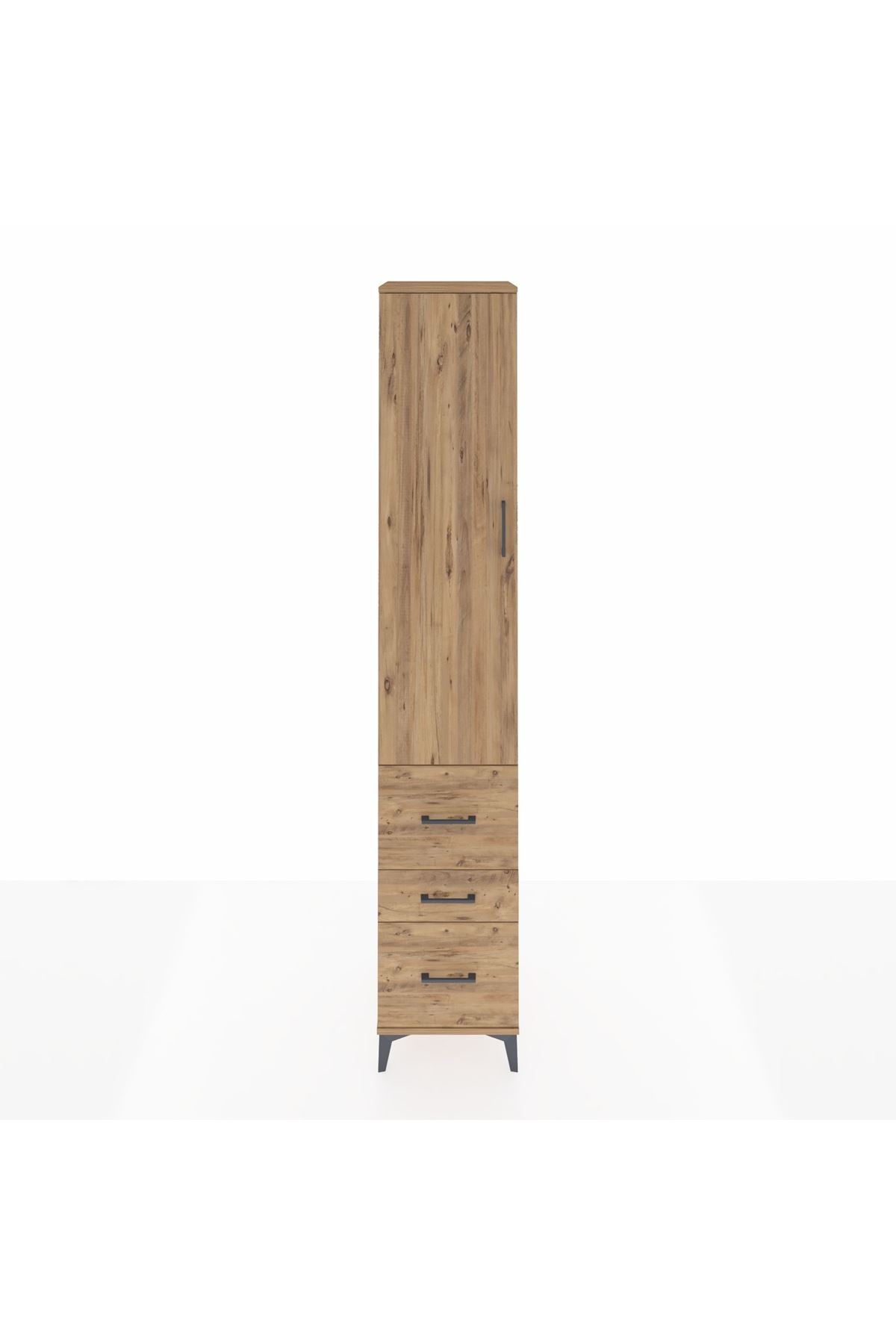 Hyperion Dolap 2 Raflı 3 Çekmeceli Tek Askılı 44x44x243 Çam-Çam