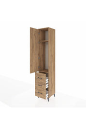 Hyperion Dolap 2 Raflı 3 Çekmeceli Tek Askılı 44x44x243 Çam-Çam