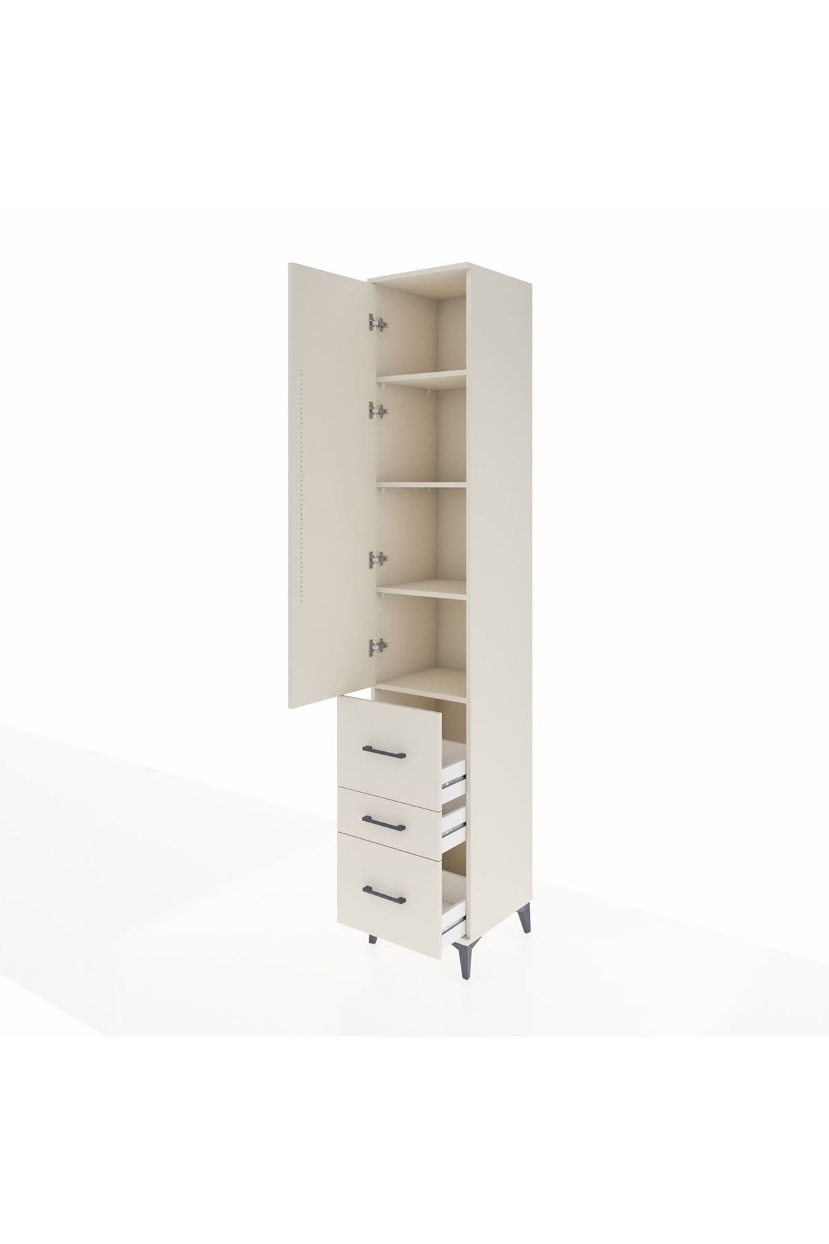 Hyperion Dolap 4 Raflı 3 Çekmeceli Tek Kapaklı 44x44x243 Aytaşı-Aytaşı