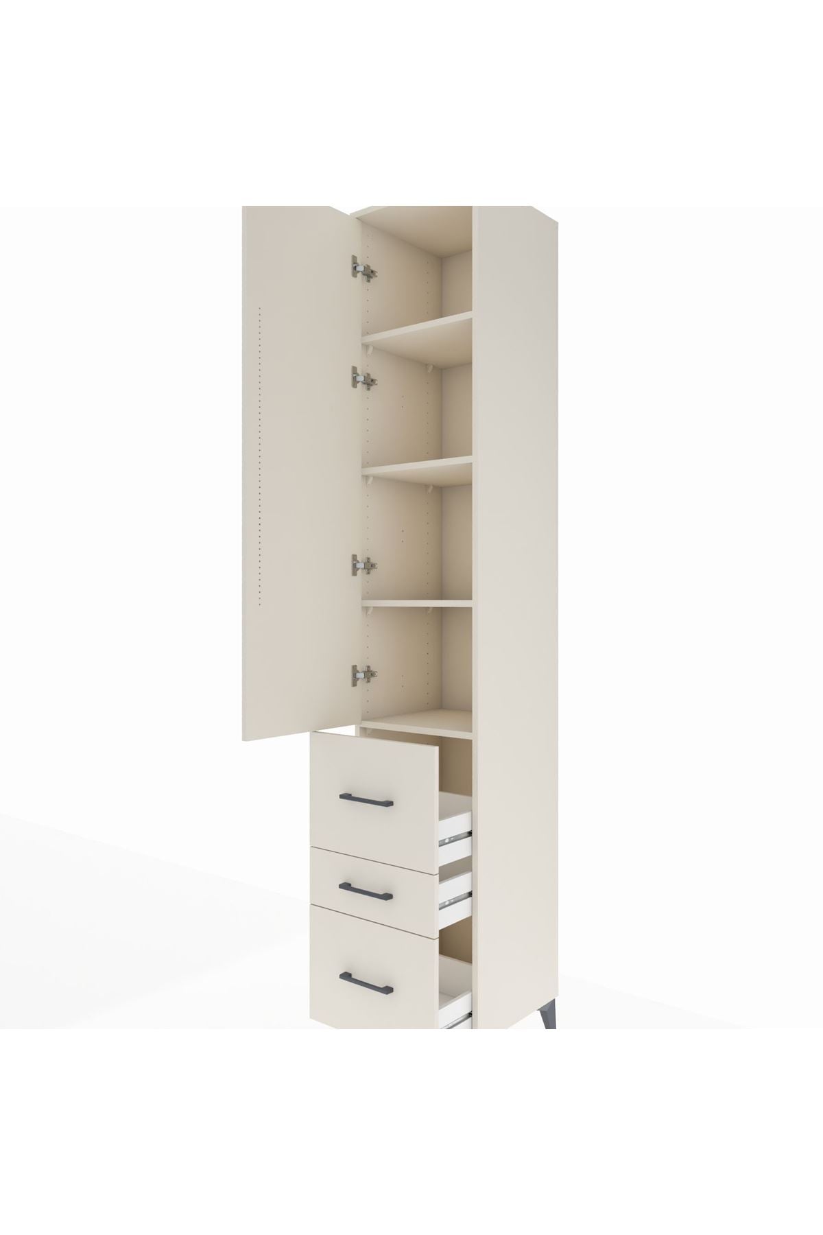 Hyperion Dolap 4 Raflı 3 Çekmeceli Tek Kapaklı 44x44x243 Aytaşı-Aytaşı