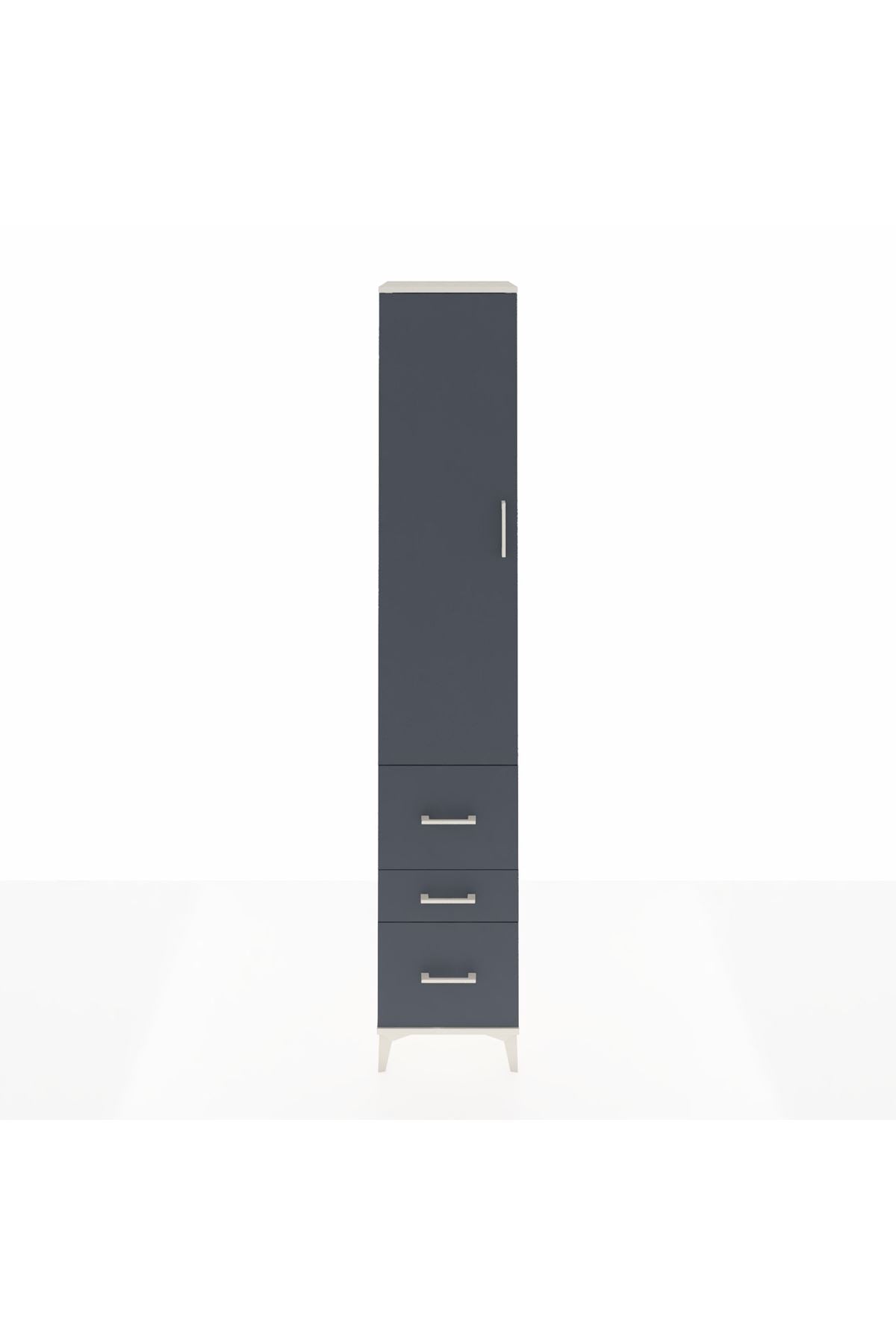 Hyperion Dolap 4 Raflı 3 Çekmeceli Tek Kapaklı 44x44x243 Aytaşı-Antrasit