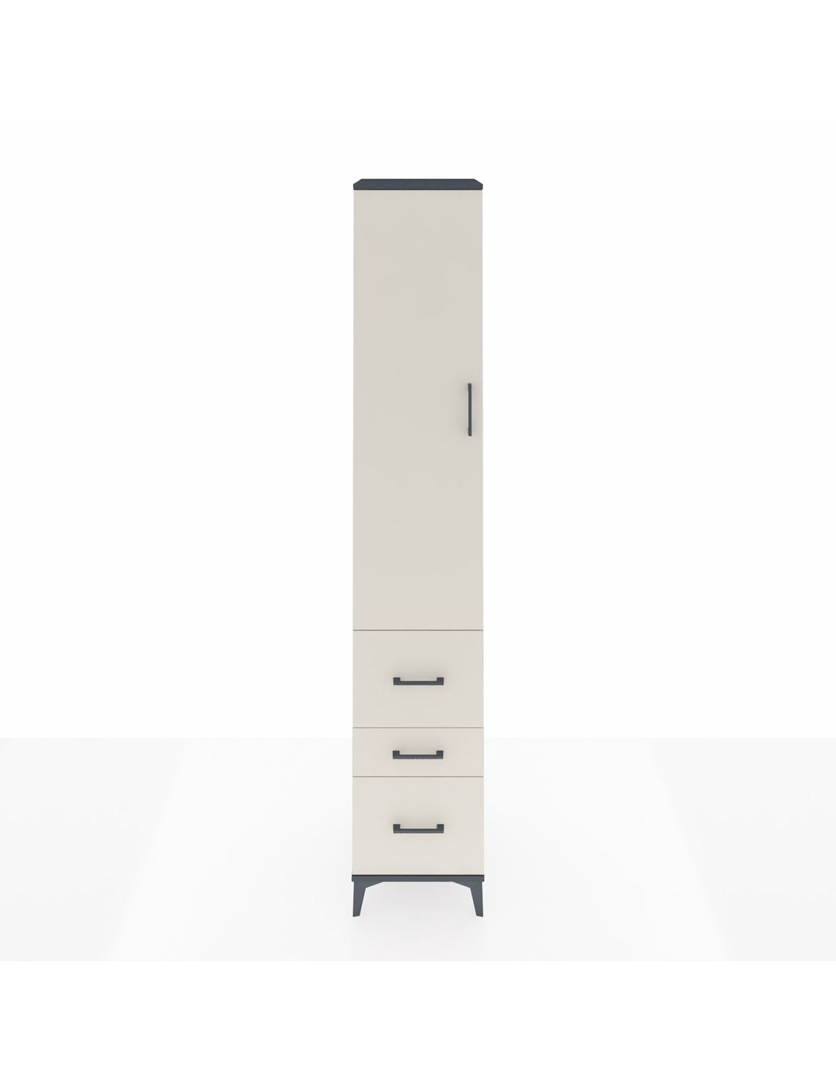 Hyperion Dolap 4 Raflı 3 Çekmeceli Tek Kapaklı 44x44x243 Antrasit-Aytaşı