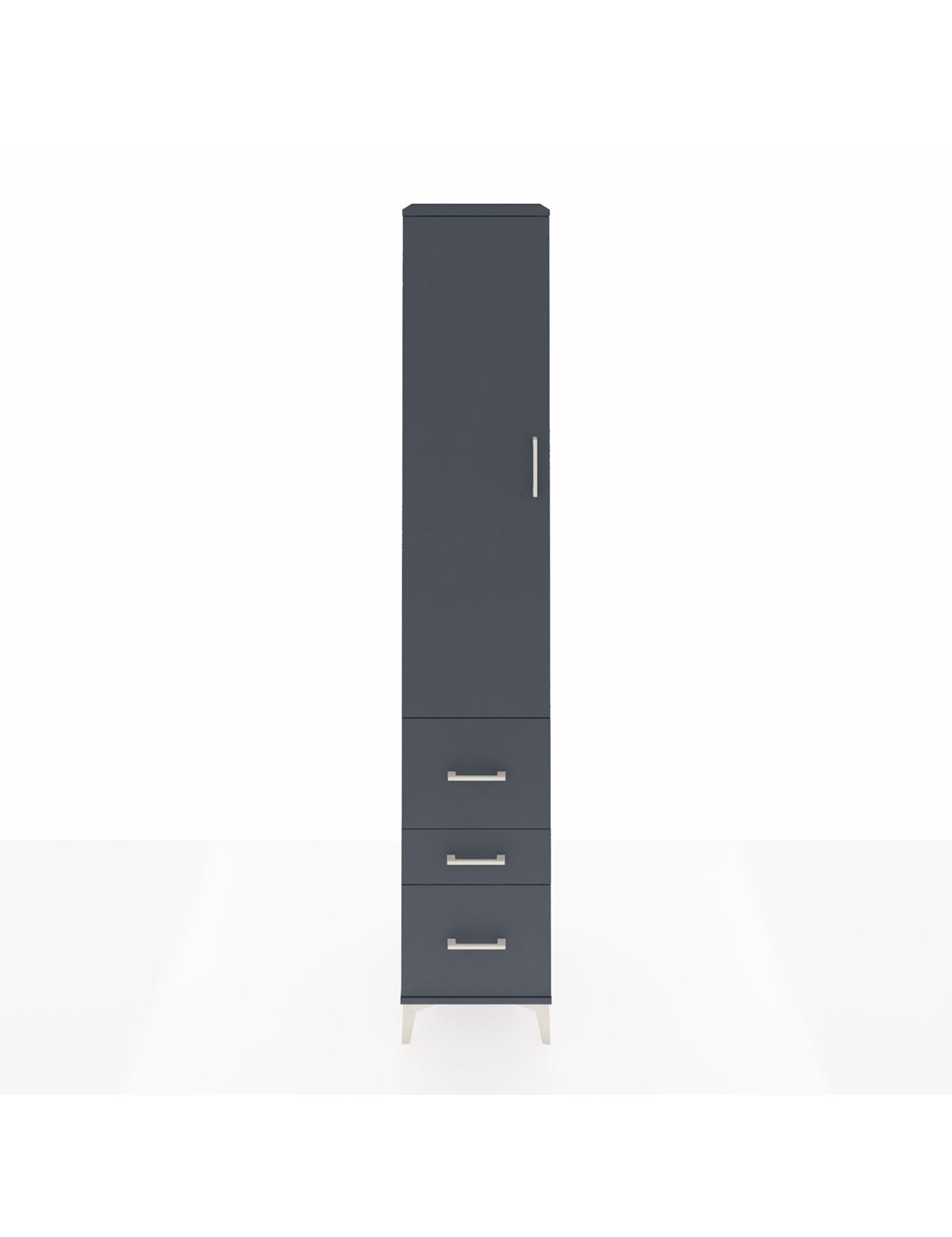 Hyperion Dolap 4 Raflı 3 Çekmeceli Tek Kapaklı 44x44x243 Antrasit-Antrasit