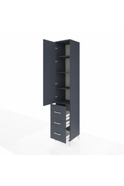 Hyperion Dolap 4 Raflı 3 Çekmeceli Tek Kapaklı 44x44x243 Antrasit-Antrasit