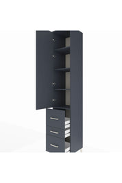 Hyperion Dolap 4 Raflı 3 Çekmeceli Tek Kapaklı 44x44x243 Antrasit-Antrasit