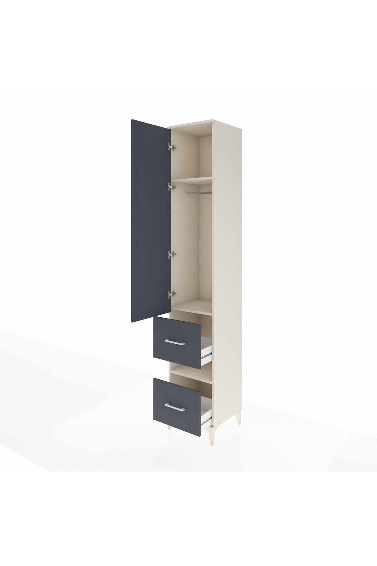 Hyperion Dolap 3 Raflı 2 Çekmeceli Tek Askılı 44x44x243 Aytaşı-Antrasit