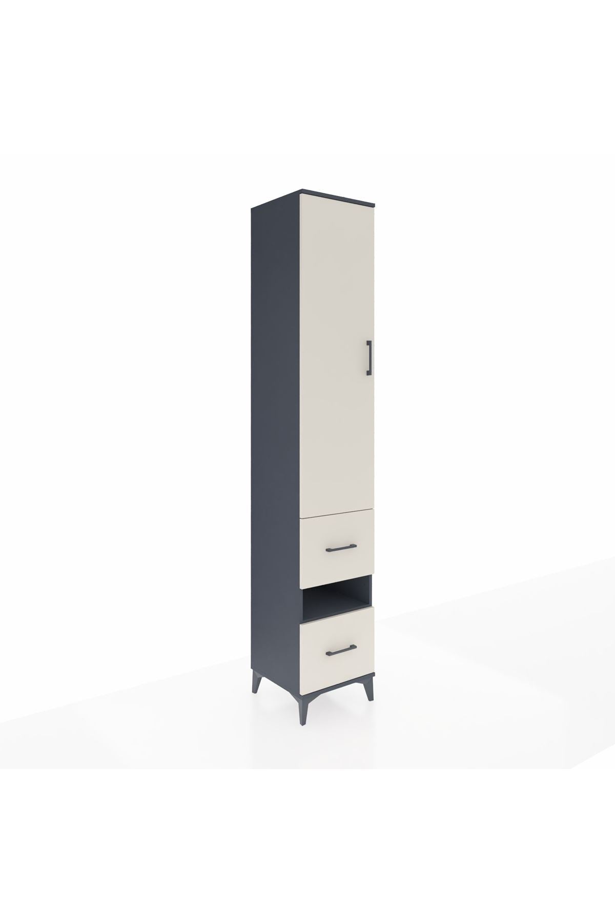 Hyperion Dolap 3 Raflı 2 Çekmeceli Tek Askılı 44x44x243 Antrasit-Aytaşı