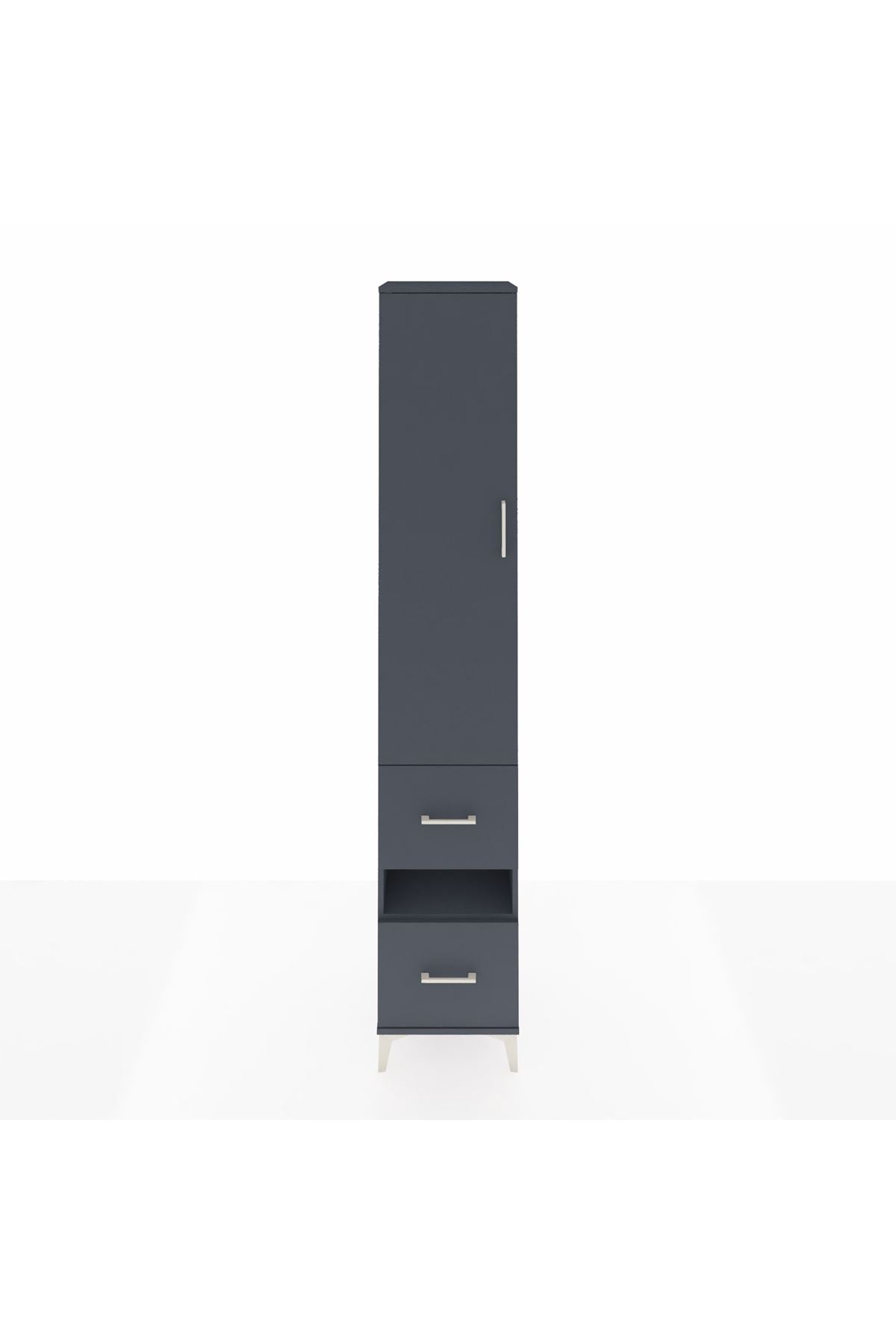 Hyperion Dolap 3 Raflı 2 Çekmeceli Tek Askılı 44x44x243 Antrasit-Antrasit