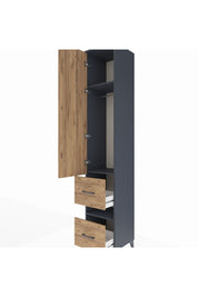 Hyperion Dolap 3 Raflı 2 Çekmeceli Tek Askılı 44x44x243 Antrasit-Çam