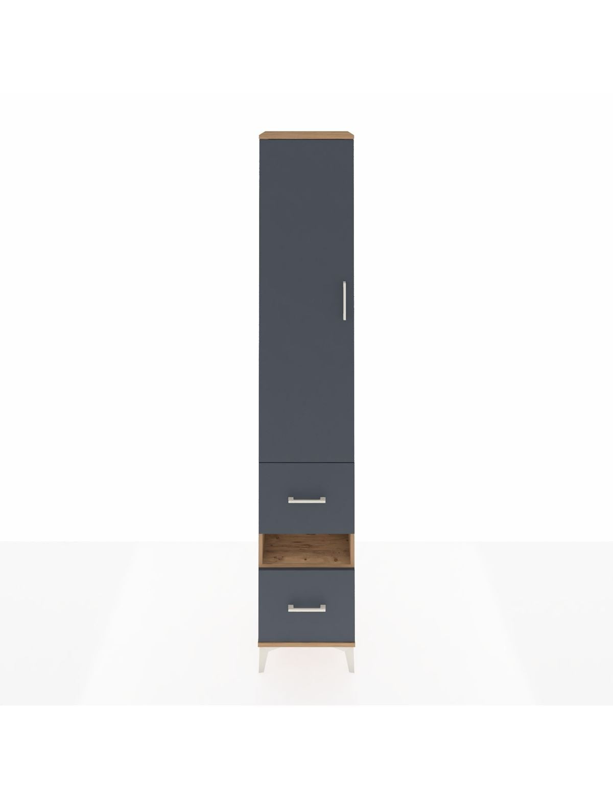 Hyperion Dolap 3 Raflı 2 Çekmeceli Tek Askılı 44x44x243 Çam-Antrasit