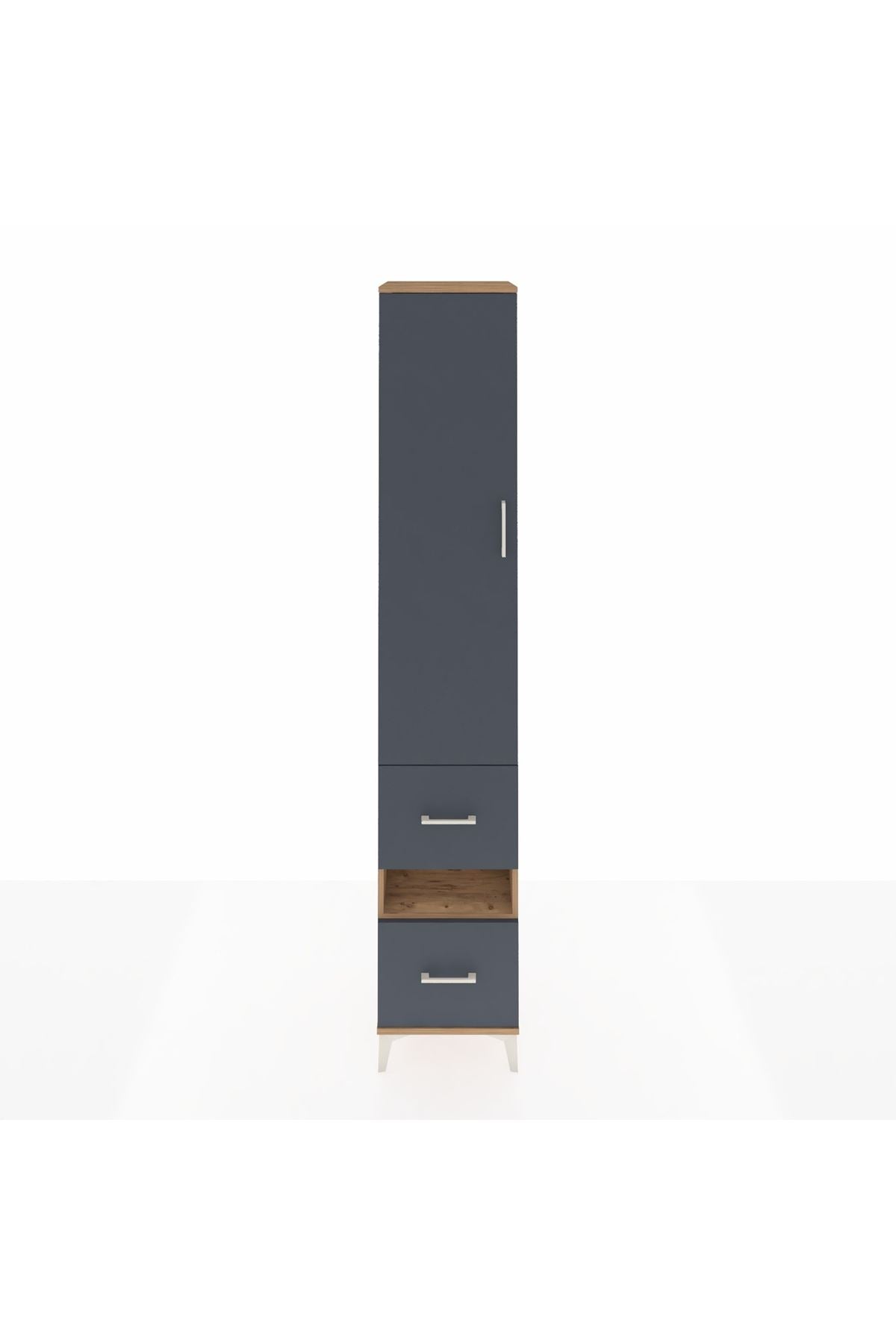 Hyperion Dolap 3 Raflı 2 Çekmeceli Tek Askılı 44x44x243 Çam-Antrasit