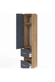 Hyperion Dolap 3 Raflı 2 Çekmeceli Tek Askılı 44x44x243 Çam-Antrasit