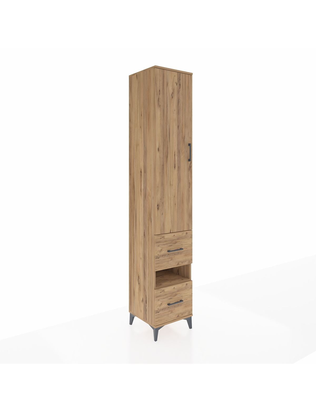 Hyperion Dolap 3 Raflı 2 Çekmeceli Tek Askılı 44x44x243 Çam-Çam