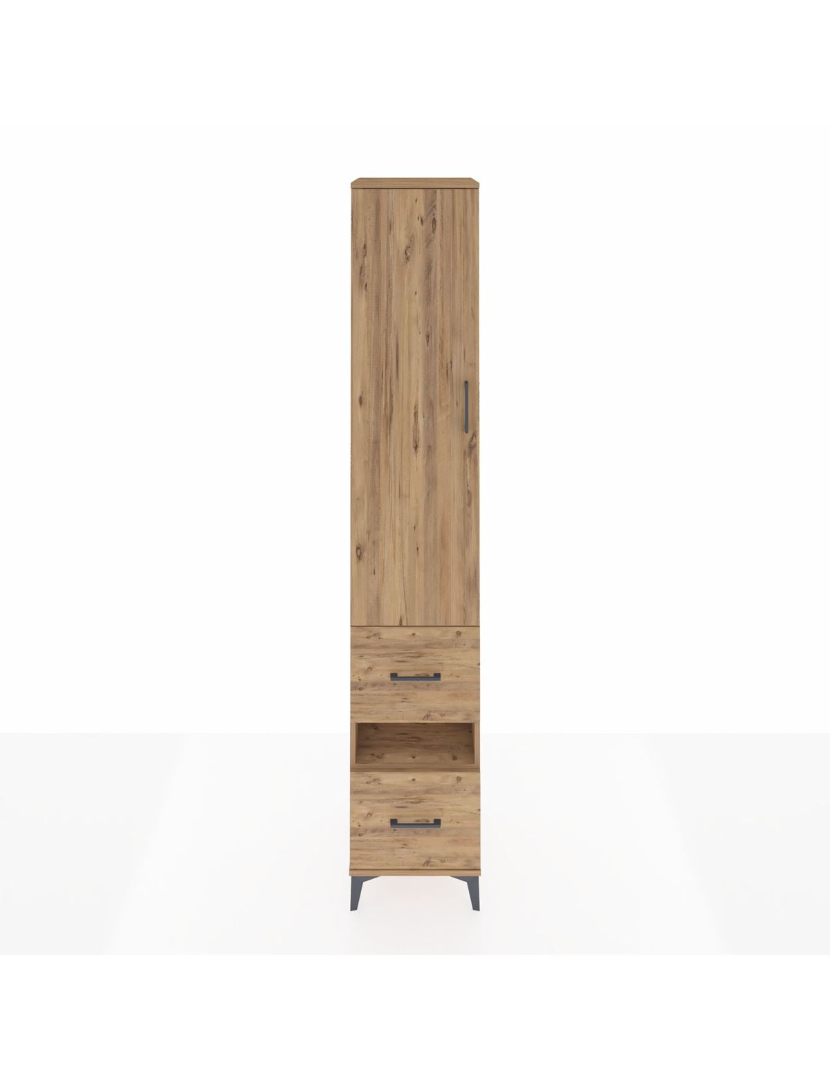 Hyperion Dolap 3 Raflı 2 Çekmeceli Tek Askılı 44x44x243 Çam-Çam