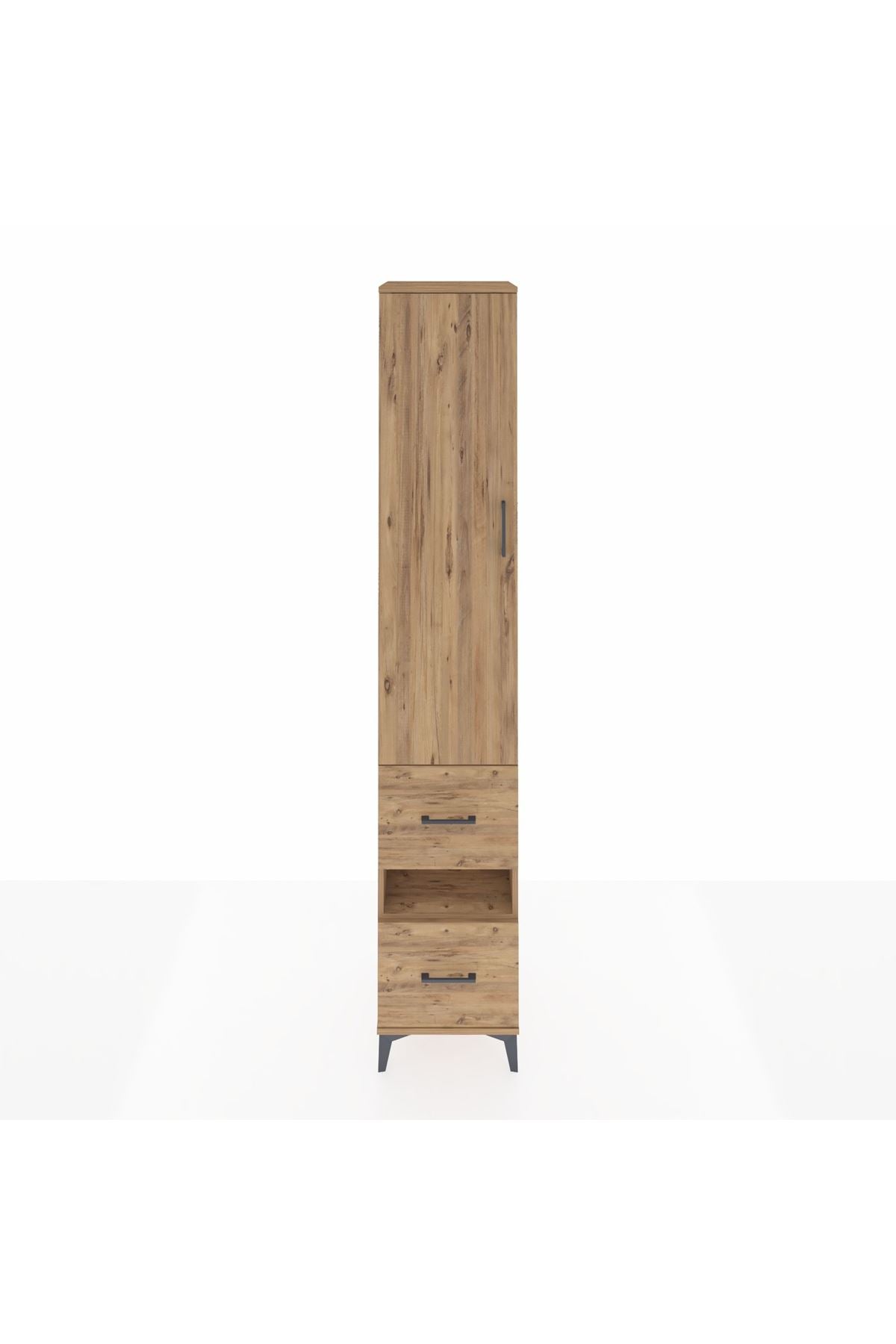 Hyperion Dolap 3 Raflı 2 Çekmeceli Tek Askılı 44x44x243 Çam-Çam