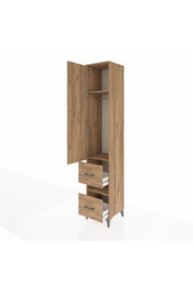 Hyperion Dolap 3 Raflı 2 Çekmeceli Tek Askılı 44x44x243 Çam-Çam