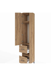 Hyperion Dolap 3 Raflı 2 Çekmeceli Tek Askılı 44x44x243 Çam-Çam