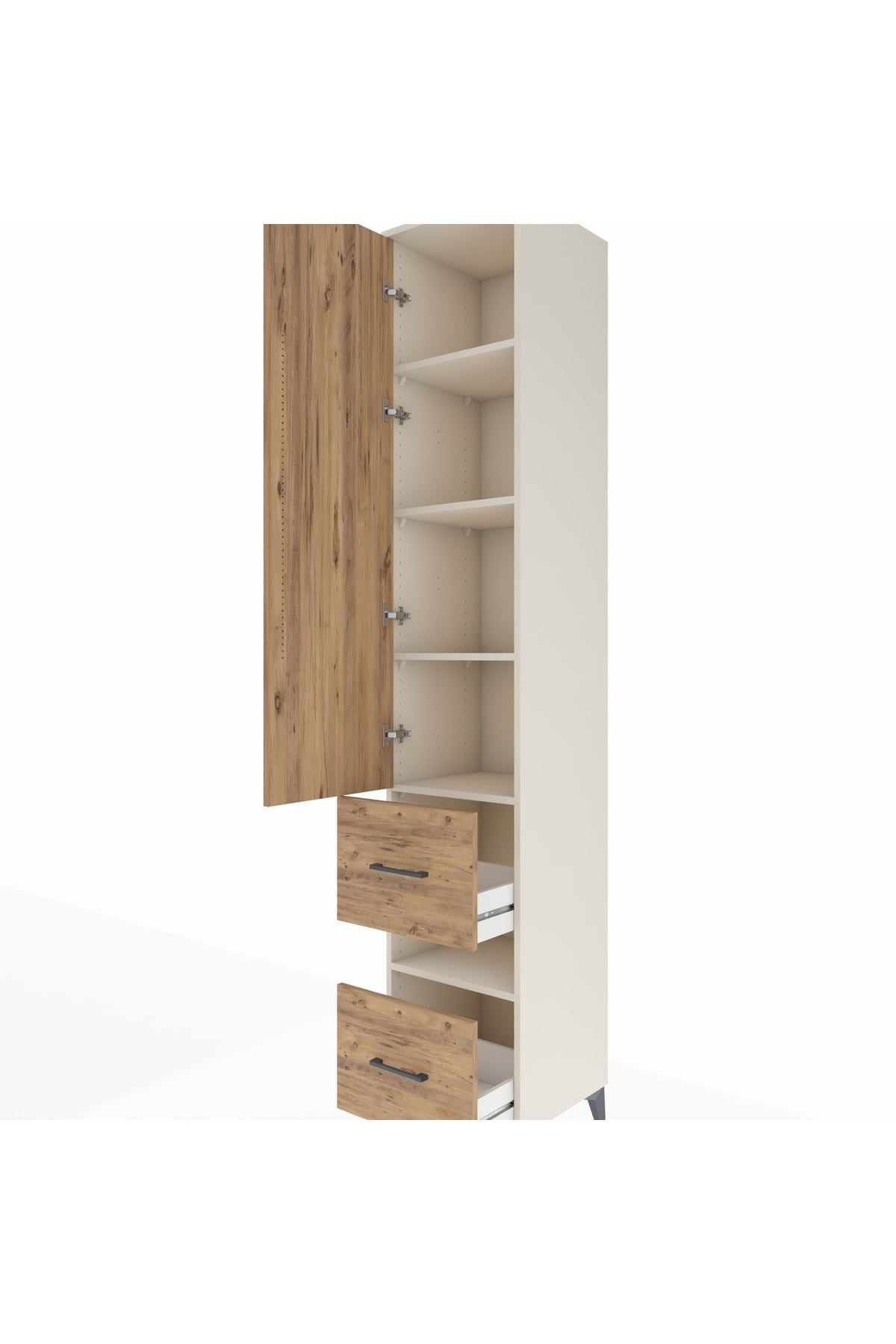 Hyperion Dolap 5 Raflı 2 Çekmeceli Tek Kapaklı 44x44x243 Aytaşı-Çam